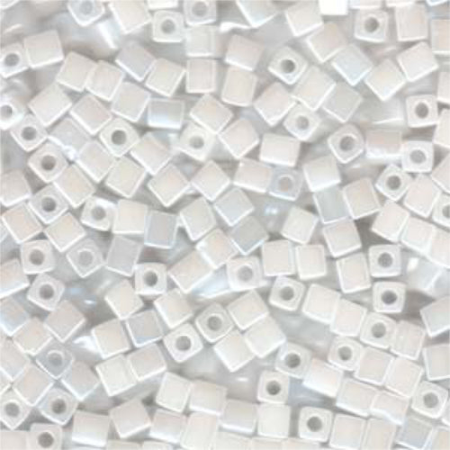 Miyuki 4mm (SB4) Square Bead - SB4-511 - Translucent White - 250gm Bag