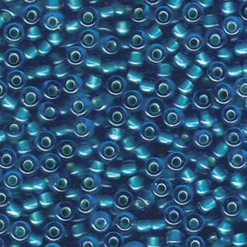 Miyuki 6/0 Rocaille Bead - 6-93808 - Pearlized Capri Blue Lined Mint - 250gm Bag