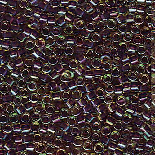 Miyuki 11/0 Delica Bead - DB1740 - Transparent Dark Amethyst Lined Chartreuse AB - 100gm Bag
