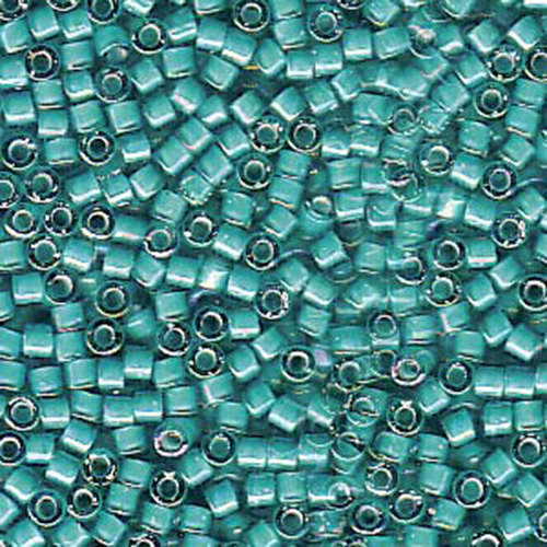 Miyuki 11/0 Delica Bead - DB1782 - White Lined Teal AB - 100gm Bag