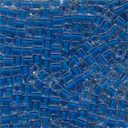 Miyuki 4mm (SB4) Square Bead - SB4-238 - Blue Lined Crystal - 250gm Bag