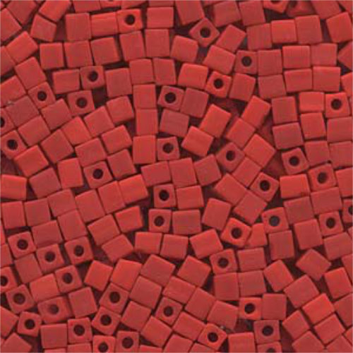 Miyuki 4mm (SB4) Square Bead - SB4-407F - Matte Opaque Vermillion Red - 250gm Bag