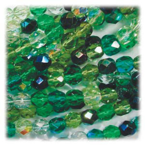 6mm Fire Polish Beads - Evergreeen MIX03 - 50 Bead Strand (Discontinued)