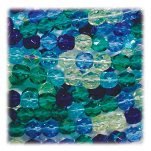 6mm Fire Polish Beads - Lagoon MIX06 - 50 Bead Strand (Discontinued)