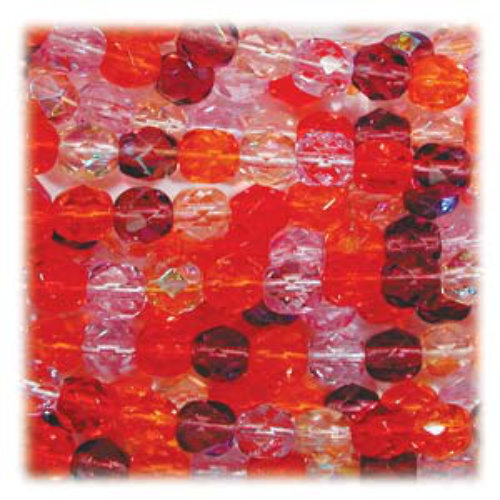 6mm Fire Polish Beads - Melonberry MIX10 - 50 Bead Strand (Discontinued)