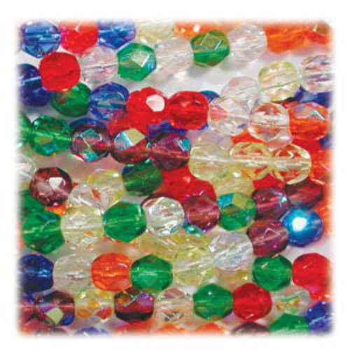 6mm Fire Polish Beads - Rainbow AB MIX17 - 50 Bead Strand (Discontinued)