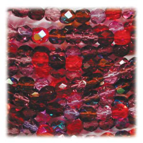 6mm Fire Polish Beads - Vineyard MIX18 - 50 Bead Strand (Discontinued)