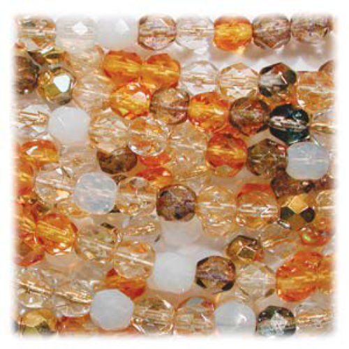 6mm Fire Polish Beads - Honey Butter MIX22 - 50 Bead Strand (Discontinued)