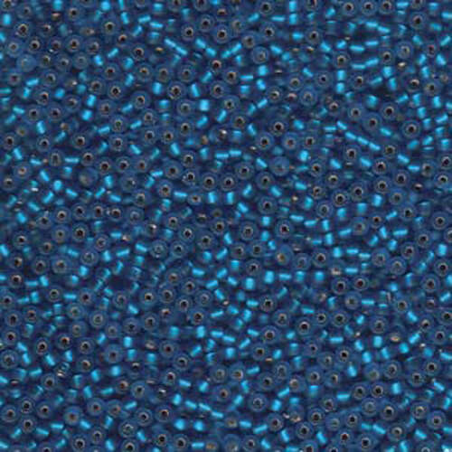 Miyuki 11/0 Rocaille Bead - 11-925F - Matte Silver Lined Capri Blue - 250gm Bag