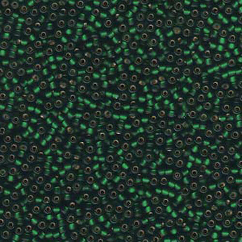 Miyuki 11/0 Rocaille Bead - 11-927F - Matte Silver Lined Dark Emerald - 250gm Bag