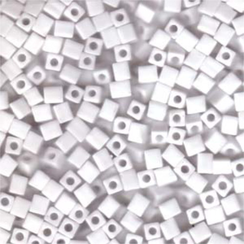 Miyuki 4mm (SB4) Square Bead - SB4-402FR - Matte Opaque White AB - 250gm Bag