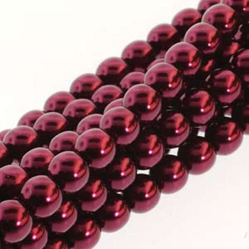 8mm Czech Glass Pearl - 75 Bead Strand - PRL08-17965 - Burgundy