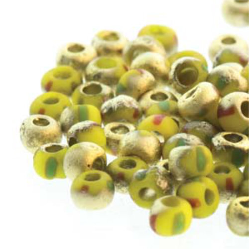 Preciosa 8/0 Rocaille Seed Beads - SB8-83150M-26481 - Aged Yellow, Red & Green Etch Amber - 100gm Bag