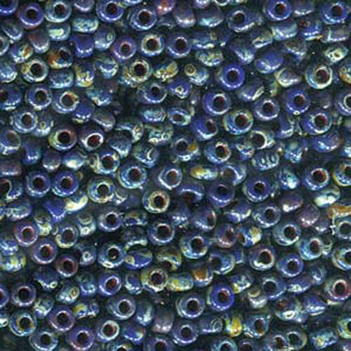 Miyuki 8/0 Rocaille Bead - 8-94518 - Matte Opaque Picasso Cobalt - 100gm Bag