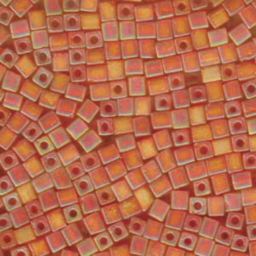 Miyuki 4mm (SB4) Square Bead - SB4-138FR - Matte Transparent Orange AB - 250gm Bag