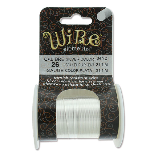 Tarnish Resistant Medium Temper Silver 26 Gauge Round Wire - 34yd / 31m Roll - NTW26S