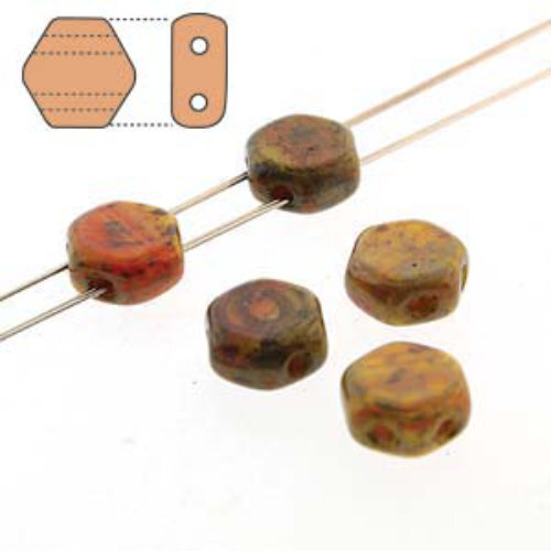 Honeycomb 6mm - HC0699994-86800 - Hodge Podge Orange Travertine - 30 Bead Strand