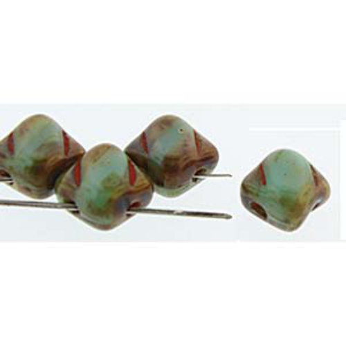 Silky 6mm - Green Turquoise Beige Blend Travertine - SQ206-S0540-86800 - 40 Bead Strand