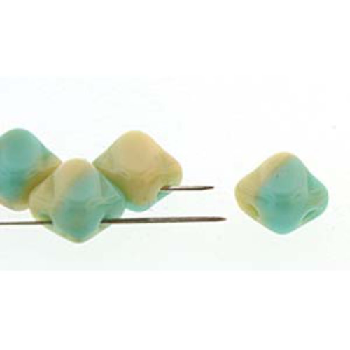 Silky 6mm - Green Turquoise Beige Blend - SQ206-S0540 - 40 Bead Strand