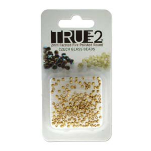 2mm Fire Polish Beads - 24K Brush Gold Plated 00030-GPM - 2gm Pack