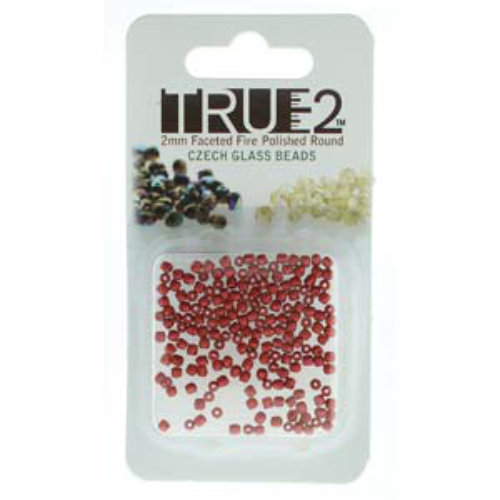 2mm Fire Polish Beads - Chalk Lava Red 03000-01890 - 2gm Pack