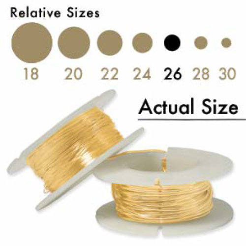 26 Gauge (0.41mm) - Half Hard Round Wire - 38Ft/11.5m 14K Gold Filled - GFW26HH