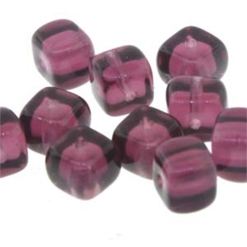 Cube Bead 5mm x 7mm - Dark Amethyst - CU8827-2006 - 30 Bead Strand