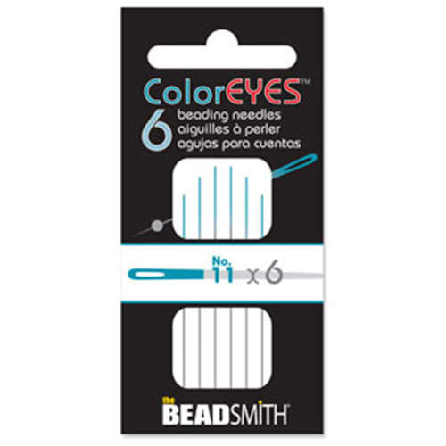 Color Eye - 6 Pack of #11 Beading Needles with Blue Tip - BNCE116