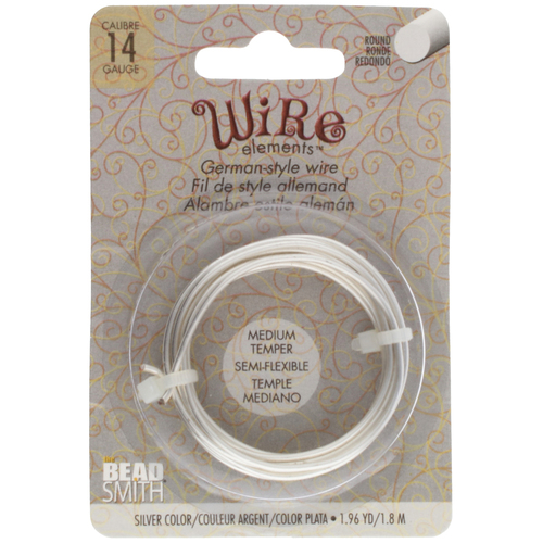 German Style Wire Medium Temper Silver 14 Gauge Round Wire - 1.8m Spool - GSW14S