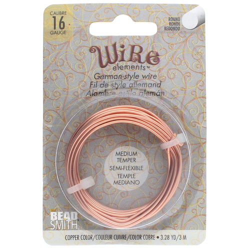 German Style Wire Medium Temper Copper 16 Gauge Round Wire - 3m Spool - GSW16C