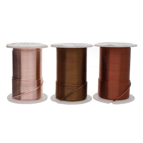Tarnish Resistant Medium Temper Mix - Antique Copper / Vintage Bronze / Rose Gold 26 Gauge Round Wire - 34yd / 31m Roll - Box of 12 - NTW26ASST2