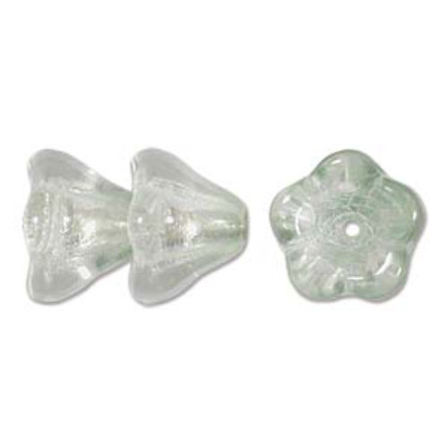 Flower Bead 11mm x 13mm - Crystal Green Luster - FLW111314257 - 50 Bead Strand
