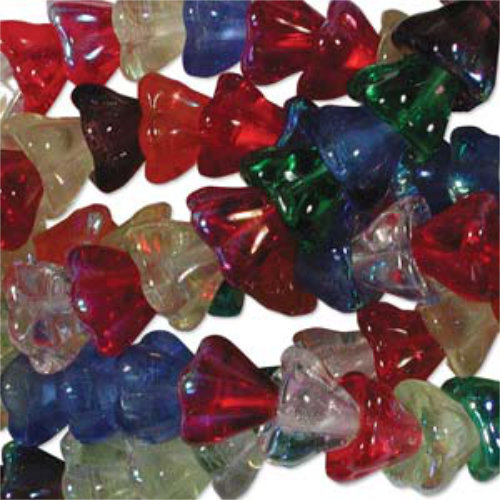 Flower Bead 6mm x 8mm - Rainbow AB Mix - FLW68MIX17 - 50 Bead Strand
