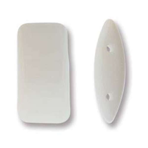 Two Hole Glass Carrier Bead 17mm x 9mm - 15 Bead Strand - White - CRB91702010