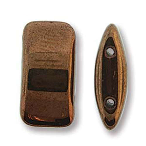 Two Hole Glass Carrier Bead 17mm x 9mm - 15 Bead Strand - Bronze - CRB91723980-14415
