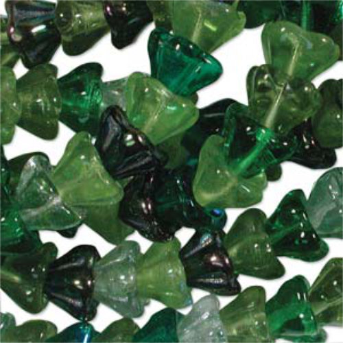 Flower Bead 6mm x 8mm - Evergreen Mix - FLW68MIX03 - 50 Bead Strand