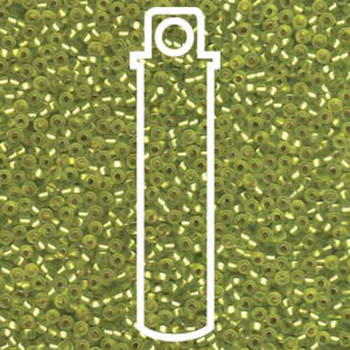Miyuki 11/0 Rocaille Bead - 11-914F - Matte Silver Lined Chartreuse - 24gm Tube