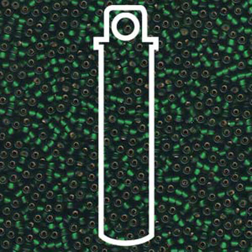 Miyuki 11/0 Rocaille Bead - 11-927F - Matte Silver Lined Dark Emerald - 24gm Tube