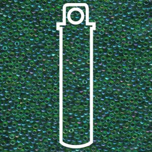 Miyuki 11/0 Rocaille Bead - 11-9332 - Dark Blue Lined Green AB - 24gm Tube