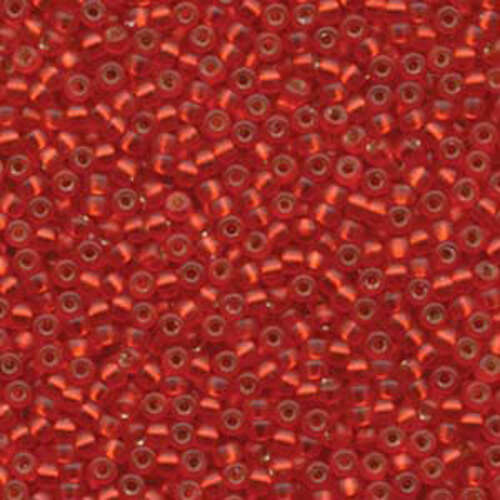 Miyuki 8/0 Rocaille Bead - 8-910F - Matte Silver Lined Flame Red