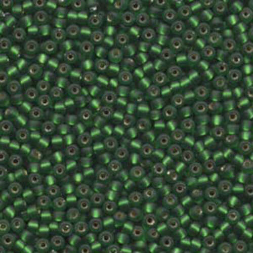 Miyuki 8/0 Rocaille Bead - 8-916F - Matte Silver Lined Green