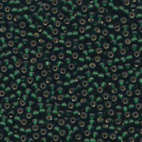Miyuki 8/0 Rocaille Bead - 8-927F - Matte Silver Lined Dark Emerald