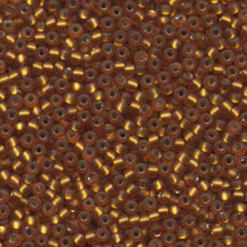 Miyuki 8/0 Rocaille Bead - 8-92422F - Matte Silver Lined Transparent Topaz