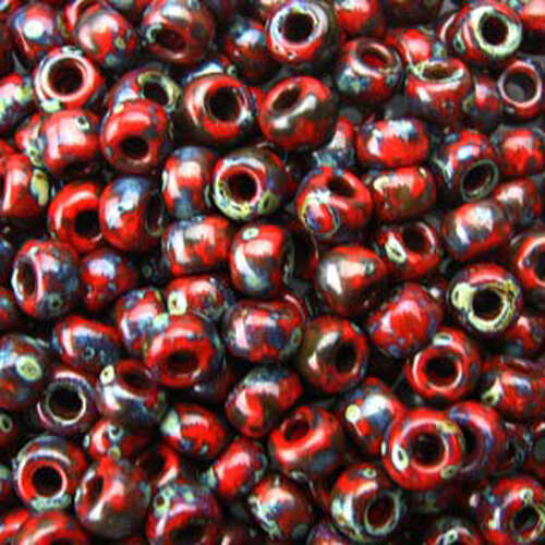Miyuki 8/0 Rocaille Bead - 8-94513 - Matte Opaque Picasso Garnet Red