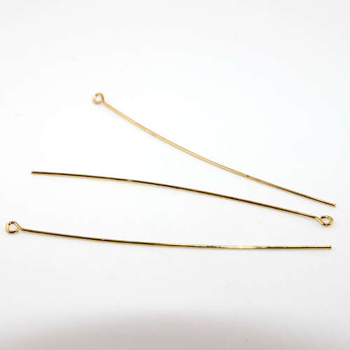 81mm x 0.8mm Brass Eye Pin - Bright Gold Plated