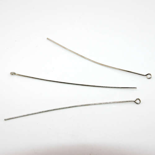 81mm x 0.8mm Brass Eye Pin - Platinum Plated