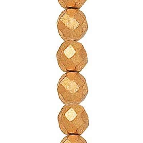 8mm Matte Gold Fire Polished Round Beads - 22 Beads Strand - 00030-01710