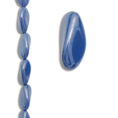 24mm x 13mm Twisted Oval Beads - Blue Opaque Hematite 33100-14400 - 7 Bead Strand