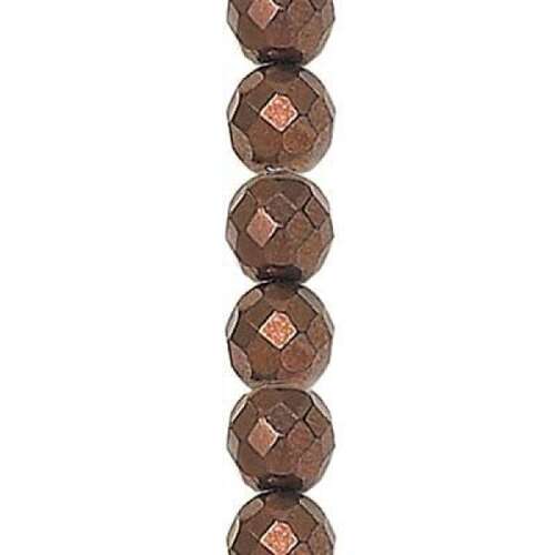 3mm Dark Bronze Fire Polished Round Beads - 59 Beads Strand - 23980-14415