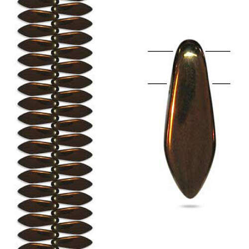 5mm x 16mm 2-Hole Dagger - Dark Bronze - 23980/14415 - 36 Bead Strand